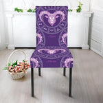 Purple Aries Zodiac Pattern Print Dining Chair Slipcover