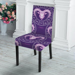 Purple Aries Zodiac Pattern Print Dining Chair Slipcover