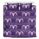 Purple Aries Zodiac Pattern Print Duvet Cover Bedding Set