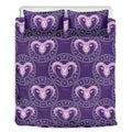 Purple Aries Zodiac Pattern Print Duvet Cover Bedding Set