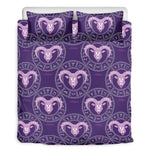 Purple Aries Zodiac Pattern Print Duvet Cover Bedding Set