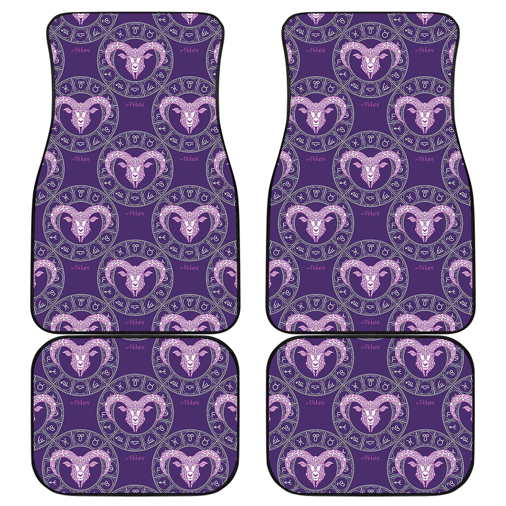 Purple Aries Zodiac Pattern Print Front and Back Car Floor Mats