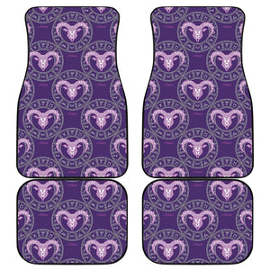 Purple Aries Zodiac Pattern Print Front and Back Car Floor Mats