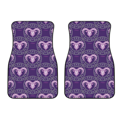 Purple Aries Zodiac Pattern Print Front Car Floor Mats