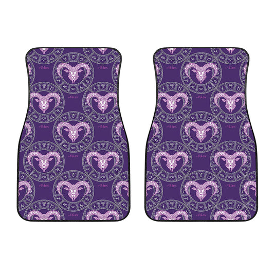 Purple Aries Zodiac Pattern Print Front Car Floor Mats