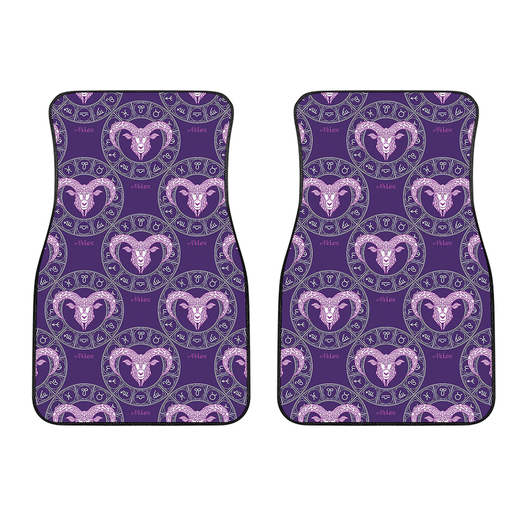 Purple Aries Zodiac Pattern Print Front Car Floor Mats