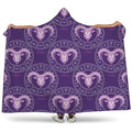 Purple Aries Zodiac Pattern Print Hooded Blanket