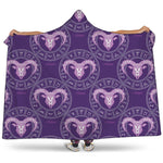 Purple Aries Zodiac Pattern Print Hooded Blanket