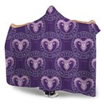 Purple Aries Zodiac Pattern Print Hooded Blanket