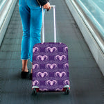 Purple Aries Zodiac Pattern Print Luggage Cover
