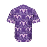 Purple Aries Zodiac Pattern Print Men's Baseball Jersey