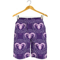 Purple Aries Zodiac Pattern Print Men's Shorts
