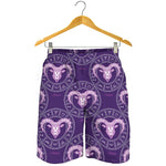 Purple Aries Zodiac Pattern Print Men's Shorts