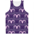 Purple Aries Zodiac Pattern Print Men's Tank Top
