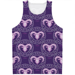 Purple Aries Zodiac Pattern Print Men's Tank Top