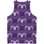 Purple Aries Zodiac Pattern Print Men's Tank Top