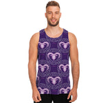 Purple Aries Zodiac Pattern Print Men's Tank Top
