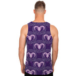 Purple Aries Zodiac Pattern Print Men's Tank Top