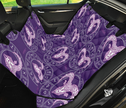 Purple Aries Zodiac Pattern Print Pet Car Back Seat Cover