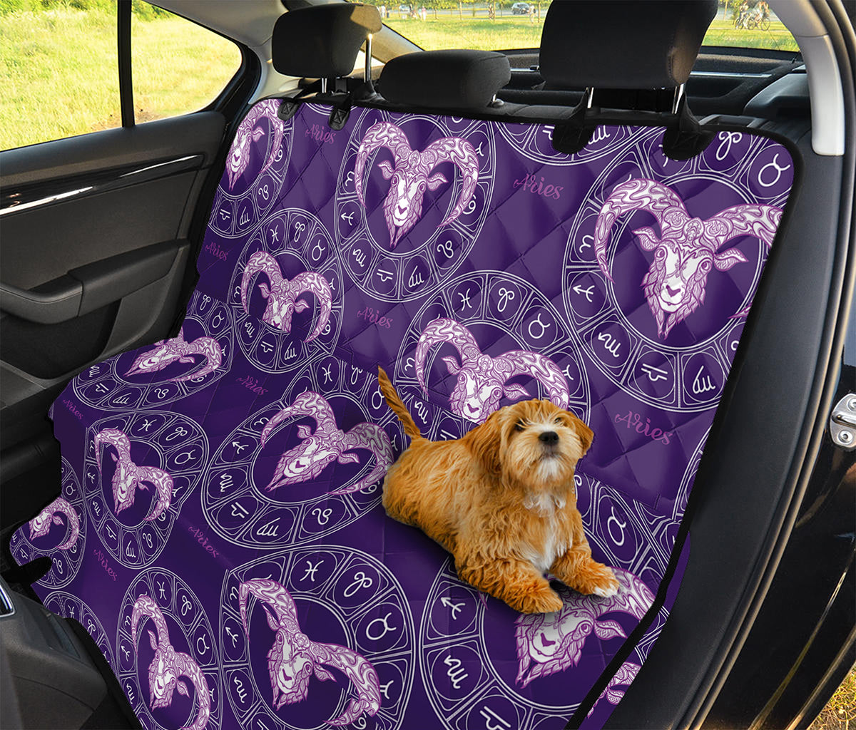 Purple Aries Zodiac Pattern Print Pet Car Back Seat Cover