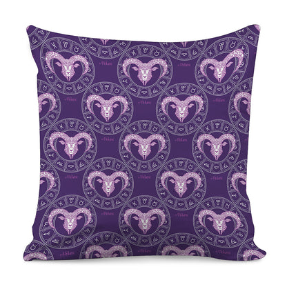 Purple Aries Zodiac Pattern Print Pillow Cover