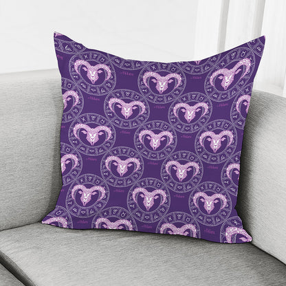 Purple Aries Zodiac Pattern Print Pillow Cover