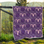 Purple Aries Zodiac Pattern Print Quilt