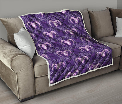 Purple Aries Zodiac Pattern Print Quilt