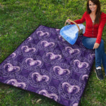 Purple Aries Zodiac Pattern Print Quilt