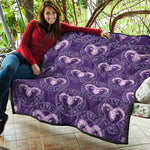Purple Aries Zodiac Pattern Print Quilt