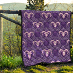 Purple Aries Zodiac Pattern Print Quilt
