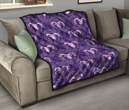 Purple Aries Zodiac Pattern Print Quilt