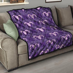 Purple Aries Zodiac Pattern Print Quilt