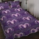 Purple Aries Zodiac Pattern Print Quilt Bed Set
