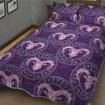Purple Aries Zodiac Pattern Print Quilt Bed Set