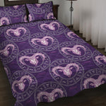 Purple Aries Zodiac Pattern Print Quilt Bed Set