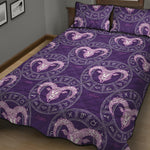 Purple Aries Zodiac Pattern Print Quilt Bed Set