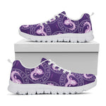 Purple Aries Zodiac Pattern Print White Sneakers