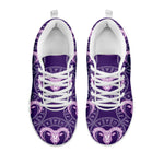Purple Aries Zodiac Pattern Print White Sneakers