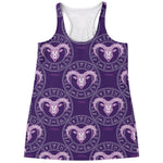 Purple Aries Zodiac Pattern Print Women's Racerback Tank Top