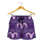 Purple Aries Zodiac Pattern Print Women's Shorts