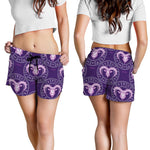 Purple Aries Zodiac Pattern Print Women's Shorts