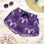 Purple Aries Zodiac Pattern Print Women's Shorts