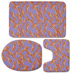 Purple Bacon Pattern Print 3 Piece Bath Mat Set