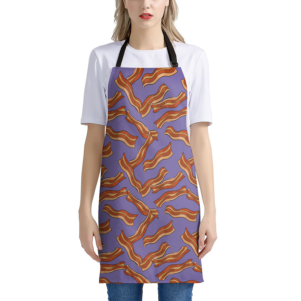 Purple Bacon Pattern Print Apron