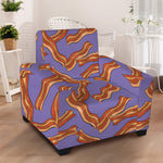 Purple Bacon Pattern Print Armchair Slipcover