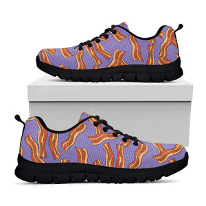Purple Bacon Pattern Print Black Sneakers
