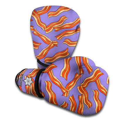 Purple Bacon Pattern Print Boxing Gloves