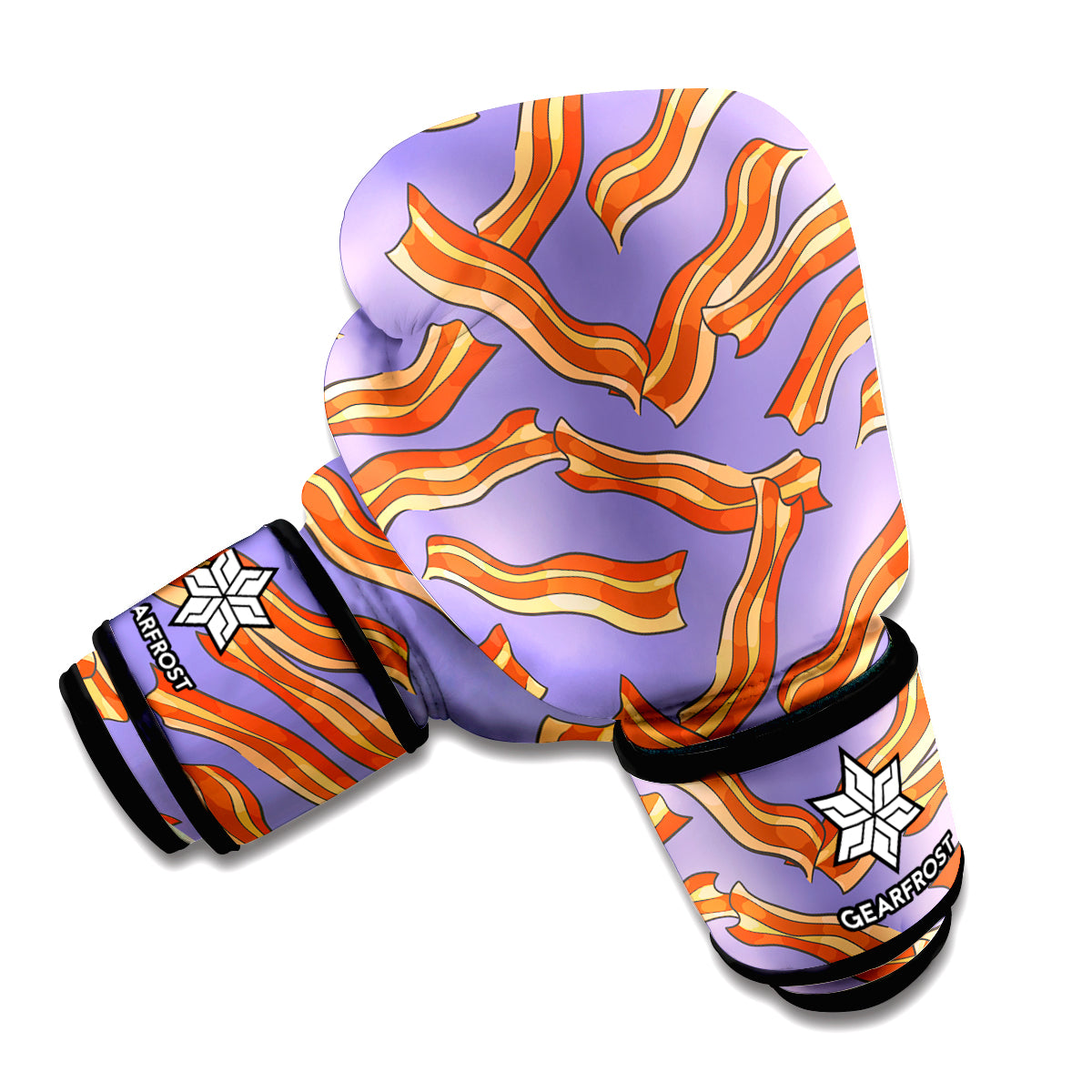 Purple Bacon Pattern Print Boxing Gloves
