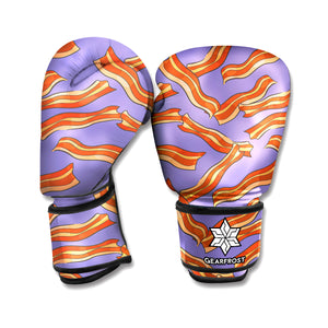 Purple Bacon Pattern Print Boxing Gloves